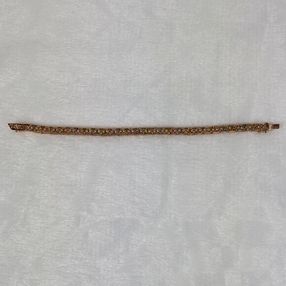 925 CZ Rainbow Trillion Cut Tennis Bracelet 7.5" Gold Vermeil Colorful Stones - Picture 4 of 7